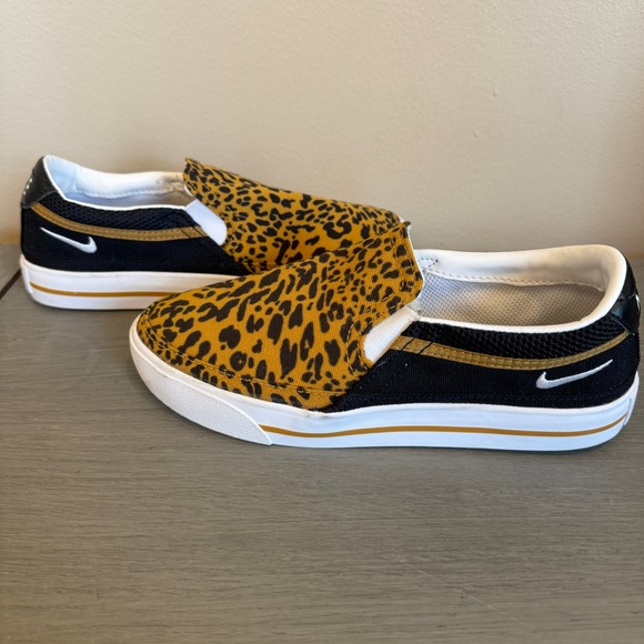 Nike Leopard Print Slip-On Sneakers - Black and Gold - Picture 4 of 7